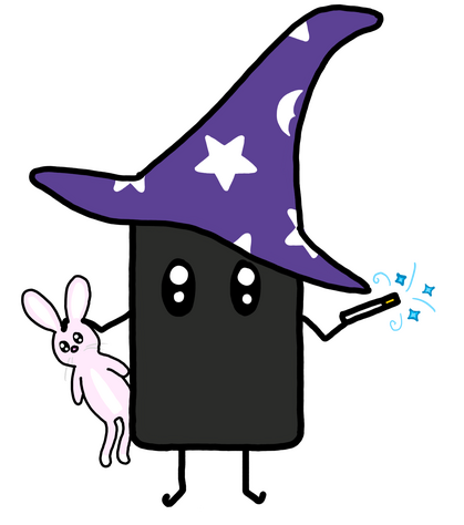 An illustration of a smartphone wearing a wizarding hat holding a rabbit and a magic wand that is shooting sparks presumably of magic